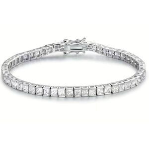 Gorgeous New 15.9 Ct. Princess Cut Sim Diamond Tennis Bracelet~18KWGP